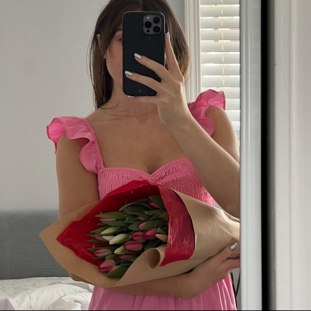 Abercrombie pink ruched dress